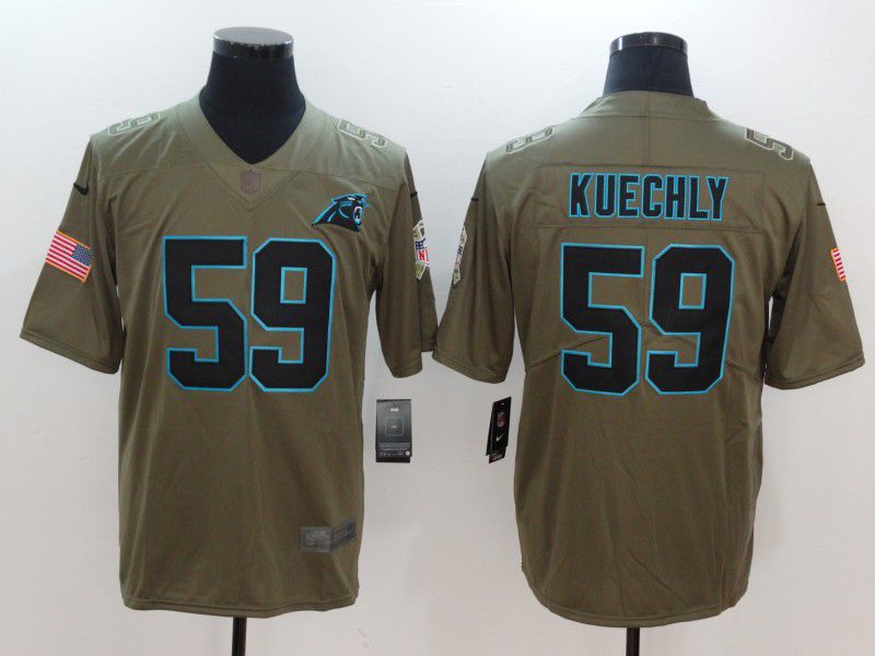 Men Carolina Panthers 59 Kuechly Green Nike Olive Salute To Service Limited NFL Jersey